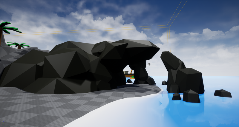 An early draft of the beach cave.